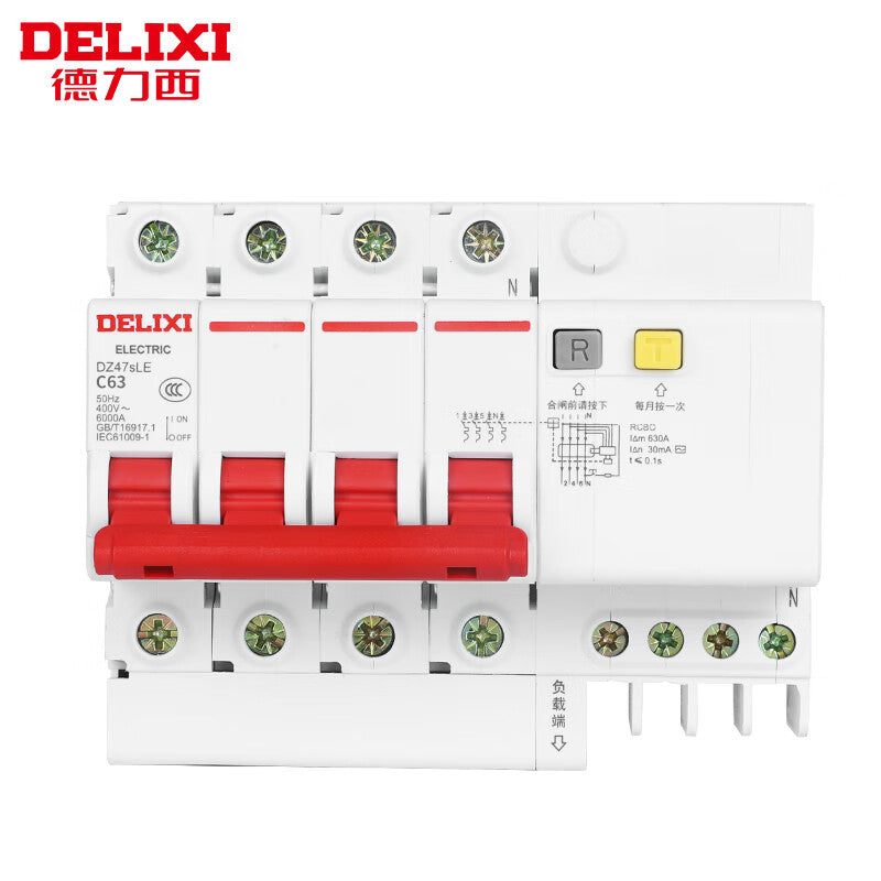 DELIXI DZ47SLE-63 4P C63 30mA Leakage Circuit Breaker