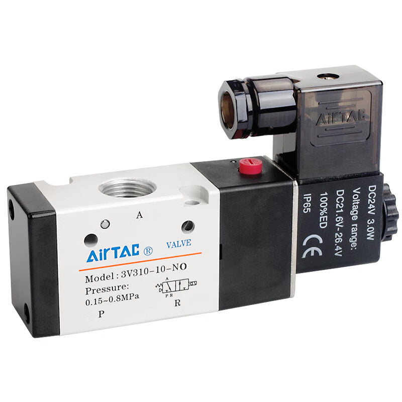 AirTAC internal pilot solenoid valve, 2-position 3-way normally open, single solenoid, DIN socket; 3V31010NOB