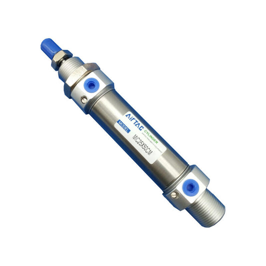 AirTAC stainless steel mini cylinder, double acting, adjustable air cushion, no magnetic ring; MIC20X125CM