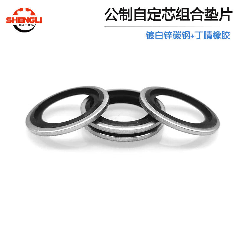 Saint-Lite Metric Self-Core Plating White Zinc-Plated Combination Gasket Hydraulic Joint Sealing Combination Gasket, Wear-Resistant and Oil-Resistant, M10 - Inner Diameter 10.7*15.8*2 [100 Pieces]