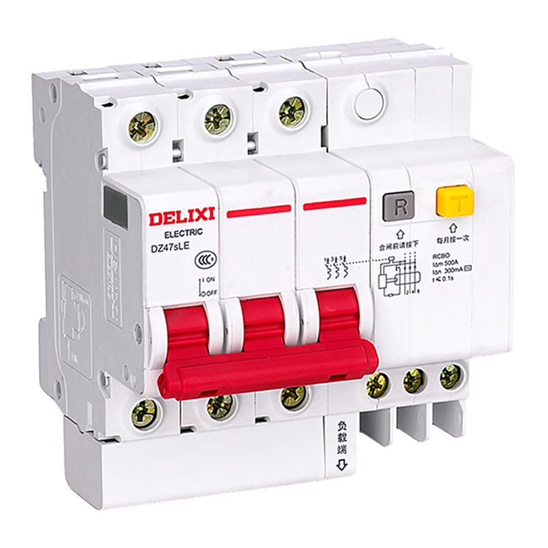 Delixi DZ47sLE 3P D 40A 6KA 30mA Miniature Circuit Breaker