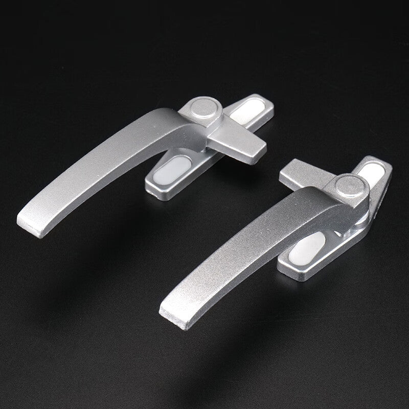 Bingyu Aluminum Alloy Single-Point Casement Window Handle, Type 50 Window Handle, Outward Opening Window, 7-Shaped Window Lock, Silver Gray, Left Handle, BH-589