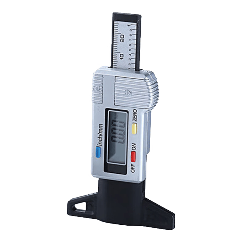 Mitz Digital Tire Tread Depth Gauge, 0-25mm, Metal Head, Miniature Depth Gauge, Tire Tread Gauge 0-25/0.01mm/Silver