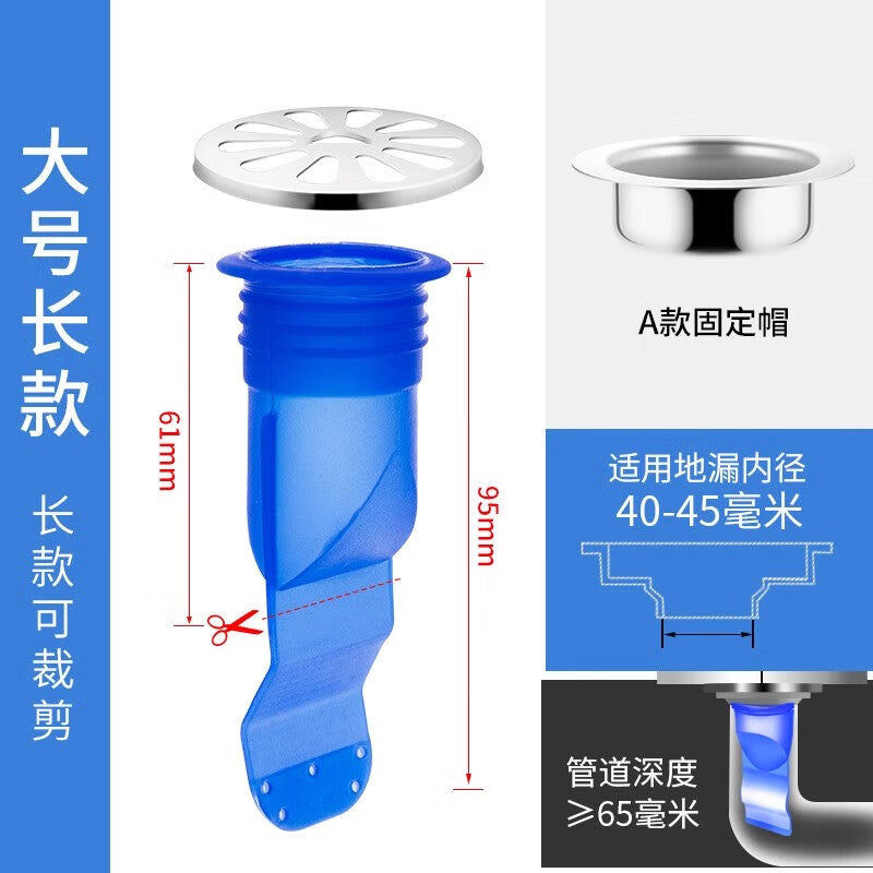 Thousand-speed wheel drain cover with anti-odor inner core and sealing ring for kitchen and bathroom drains, round silicone drain cover to prevent insects and backflow of odors, large and long anti-odor drain core.