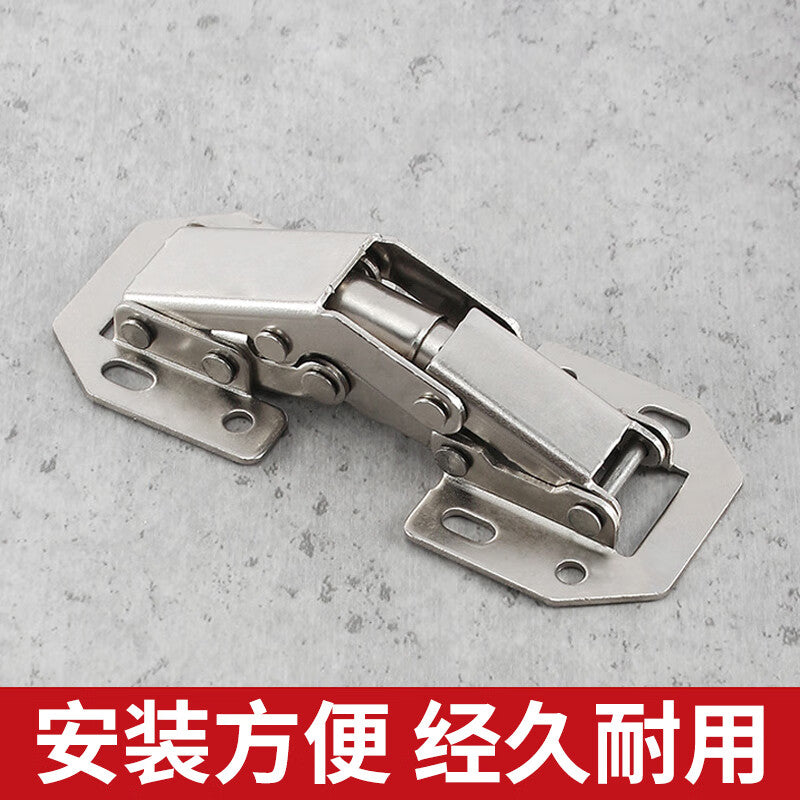 Deqi No-Drill Hinges, Frog Hinges, Cabinet and Wardrobe Hinges, Hydraulic Buffer Hinges, 4-inch (without buffer)