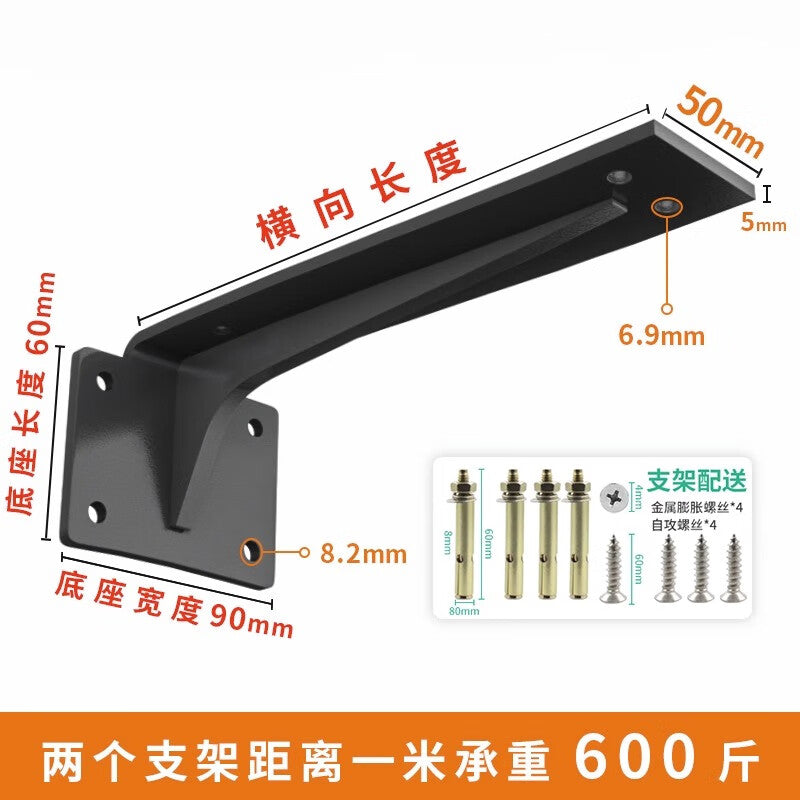 Shanhe Industrial Products Black Painted Iron Triangular Support Frame, Reinforced with Widened and Thickened Ribs, 10 Inch 25CM [Load Capacity 600 lbs]