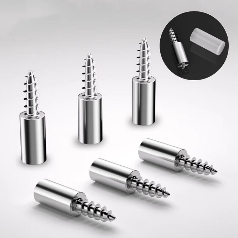 Shanhe Products Self-Tapping Screw Shelf Supports, Stainless Steel Brushed Steel Load-Bearing Rust-Proof Screw Shelf Supports (with Rubber Sleeves), 50 Pieces Per Pack