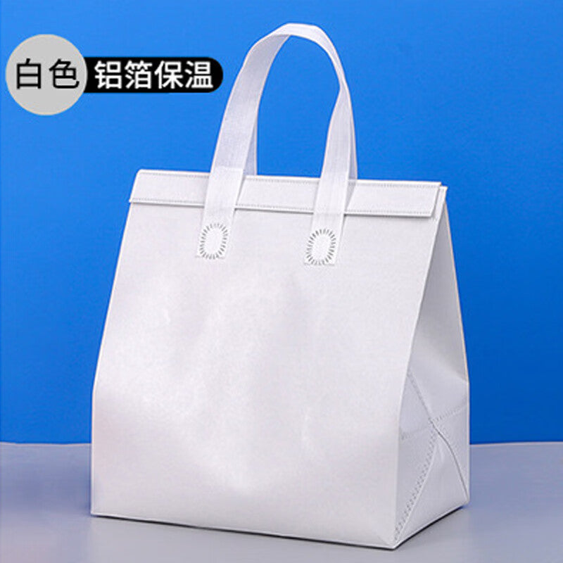 Masford disposable takeaway aluminum foil non-woven insulated bags, 10 bags, white, medium size, 24*24*15cm