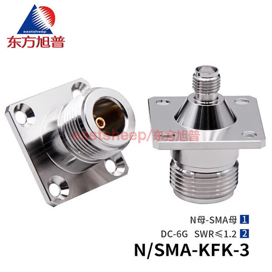 Dongfang Xupu RF Adapter N/SMA-KFK-3 N-female to SMA-female 4-hole flange chassis mounting DC-6G 1 unit