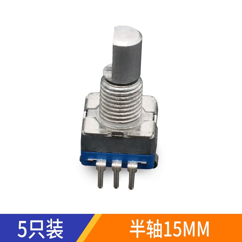 Huijun potentiometer, plum blossom handle, half-shaft handle, EC11 encoder, digital rotary encoder with switch, half-shaft 15mm, five-piece pack.
