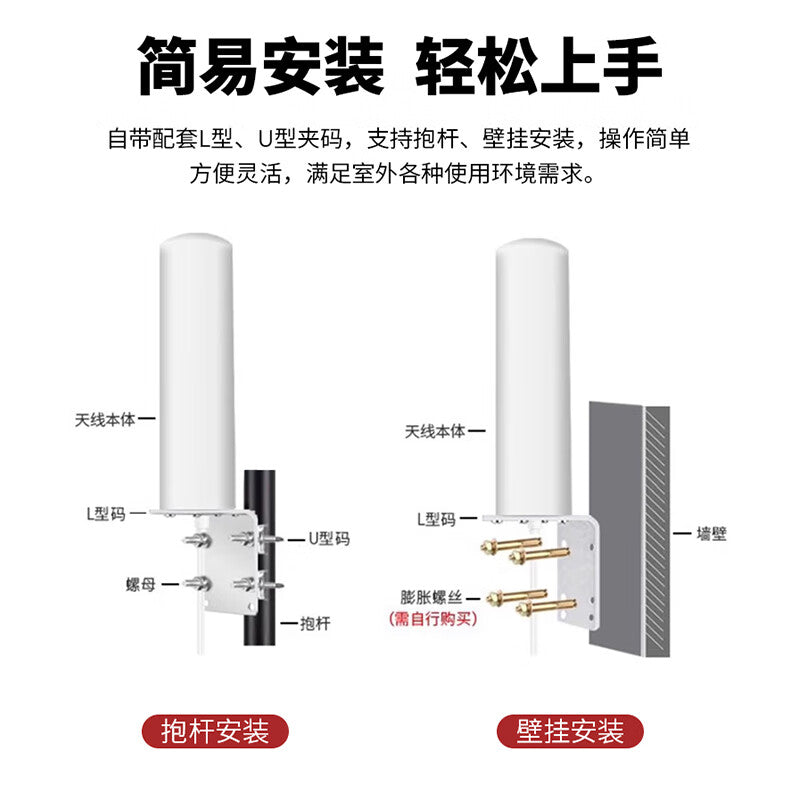 NB/GSM/3G/4G/5G omnidirectional cannon antenna, 20dBi gain, full network compatibility, outdoor waterproof antenna, new cannon style, white dual-wire, N-type female, 1-meter, SX-TX-TPP136