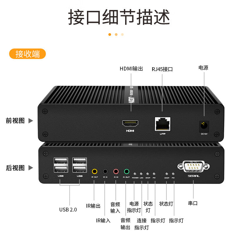 MAXCENT KVM Extender with USB Keyboard & Mouse, HDMI, Ethernet Cable Transmission up to 100 meters, 4K 60p Uncompressed, Supports USB Flash Drive, USB 2.0 Local Loopout SKH-515T
