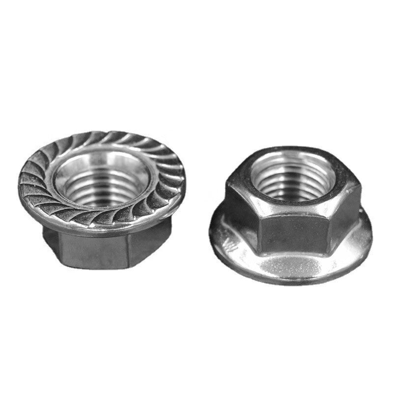 Jing Shi 304 Stainless Steel Hex Flange Nut, Hex Anti-slip with Washer, Anti-loosening Nut, M6 (10 pieces per pack)