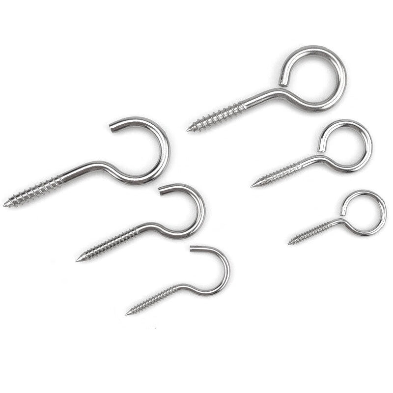 Deqi 304 Stainless Steel Eye Self-Tapping Screws, Hook Screws with Rings, Lifting Eye Hooks, M3 Round (10 pieces per pack)
