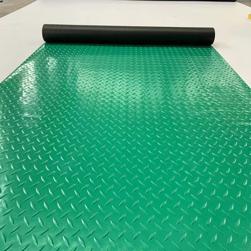 XINHENGDA Thickened PVC Waterproof and Anti-slip Rubber Floor Mat, 0.5m Width * 1m [Extended Meter], Thickened Blue Herringbone Wear-resistant [Rubber Back]