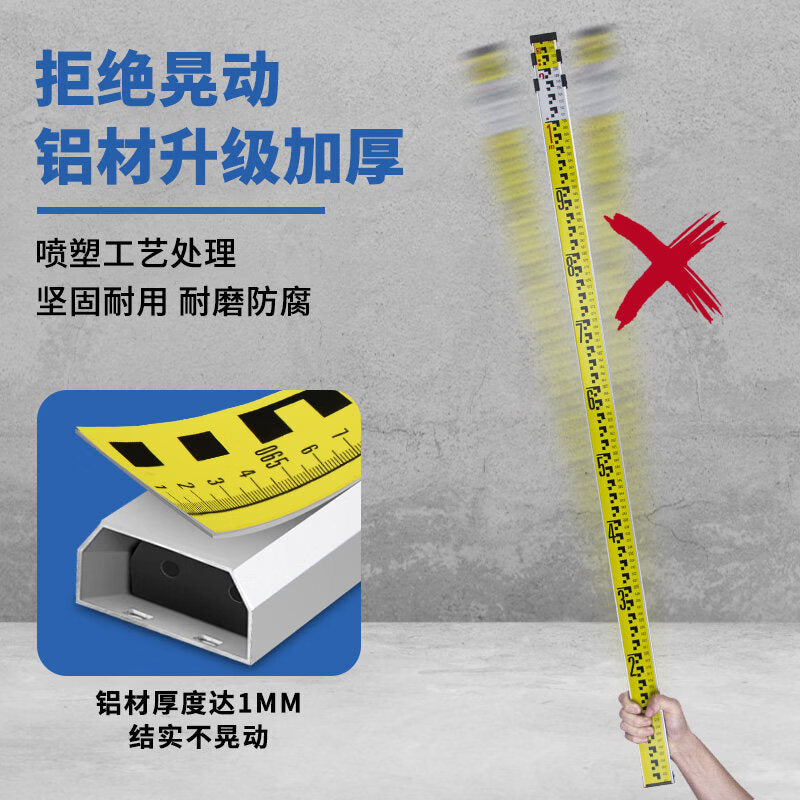 Befroth 5-meter leveling rod, telescopic measuring rod, elevation rod, thickened telescopic scale, thickened telescopic...