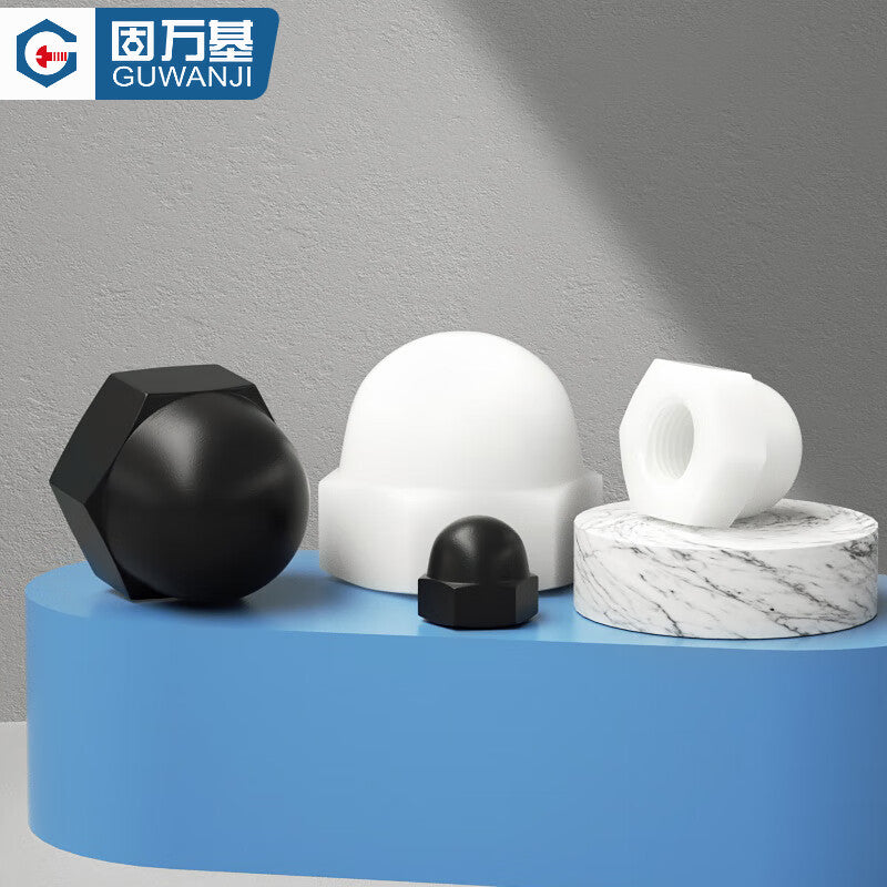GUWANJI Hexagonal Cap Nut, Nylon Cap Nut, Round Head Spherical Plastic Cap Nut, Decorative Nut, M12 White [10 pieces]