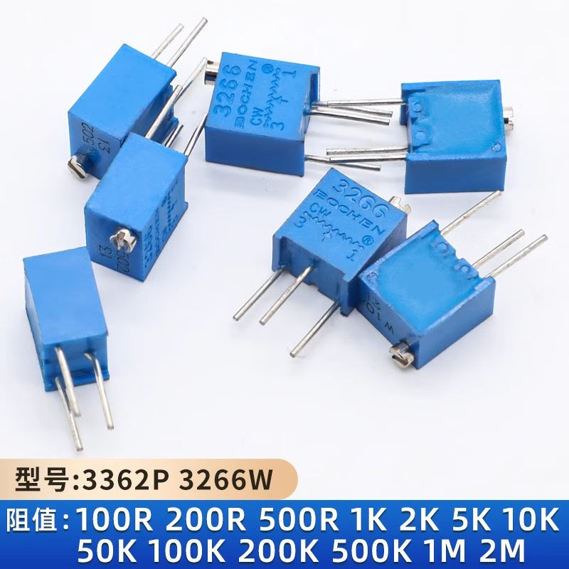 Huijun 3362P Adjustable Precision Potentiometer, 500K (504), 10 units.
