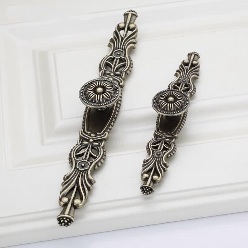 Shanhe Crafts Chinese Style Drawer Wardrobe Handles, Antique Bathroom Dressing Table Cabinet Door Handles, Furniture Hardware Accessories Handles, Fine Yellow 6108 - Single Hole [Pack of 5]