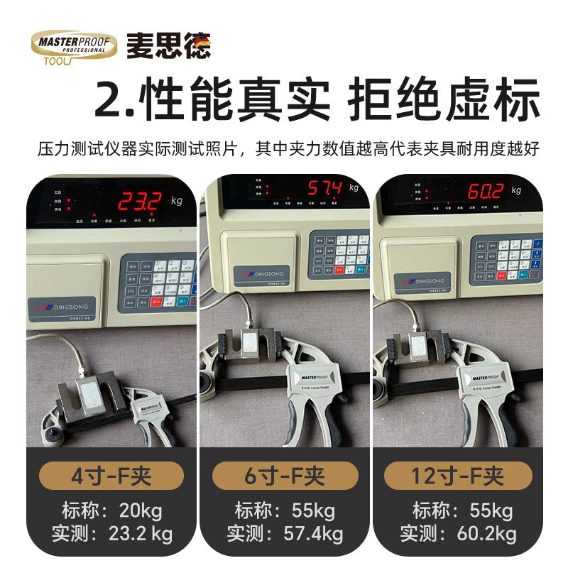 MASTERPROOF 6-inch F-clamp quick clamp, multi-functional quick clamp for furniture installation, mold making, and door/window installation.