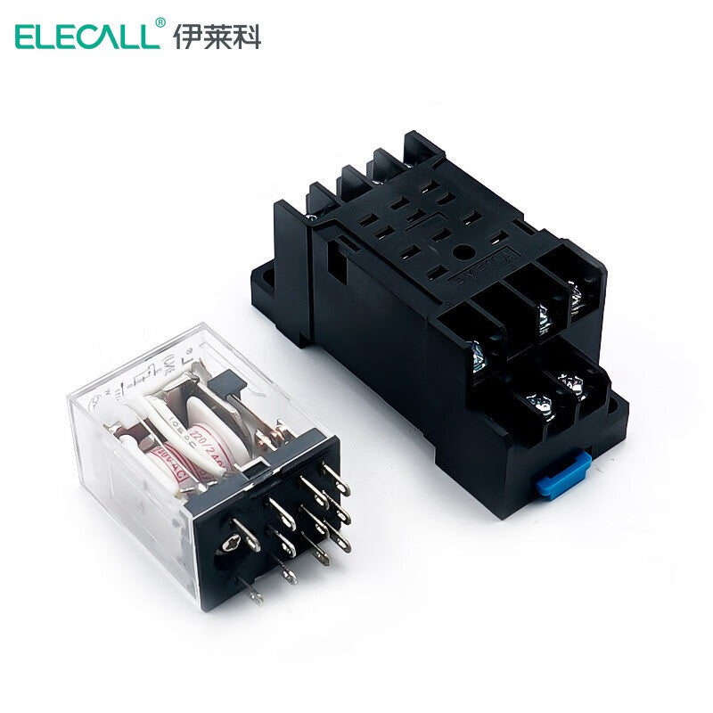 ELECALL HH53P small intermediate relay AC three-open three-closed with light and base electromagnetic relay set 11 feet MY3NJ AC220V
