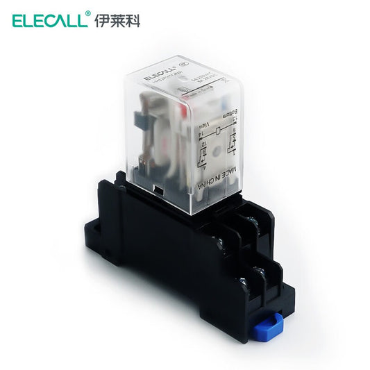 ELECALL HH52P small intermediate relay AC two open and two closed with light and base electromagnetic relay set 8 feet MY2NJ AC36V