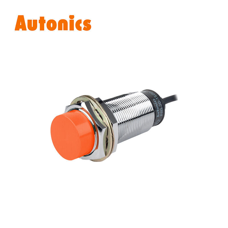 Autonics inductive cylindrical proximity switch 3-wire cable 2m detection distance 15mm PNP; PRL30-15DP