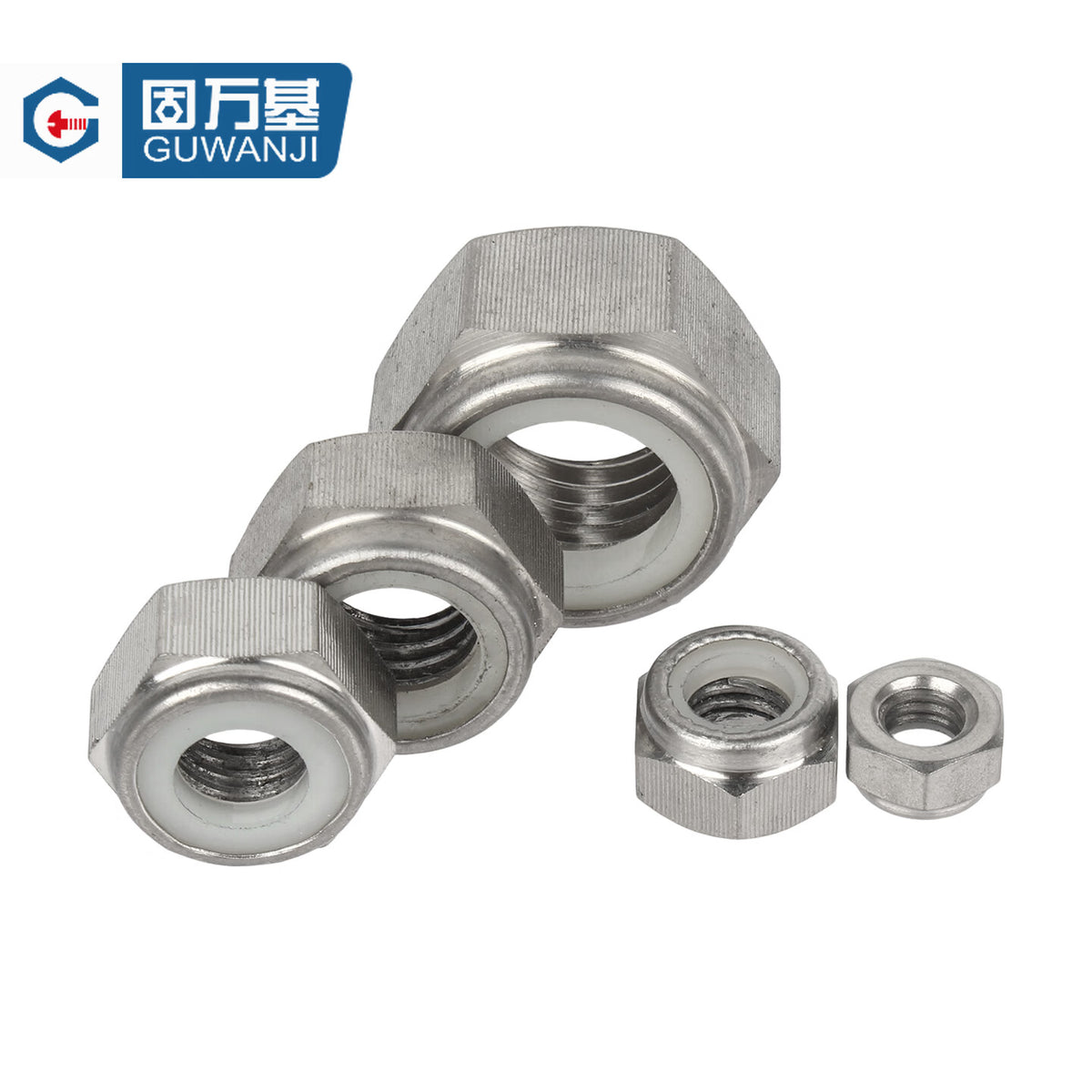 GUWANJI Non-metallic Insert Locking Nut TA2 Pure Titanium Nylon Locking Nut Titanium Alloy Loosening Nut Anti-slip Nut Anti-locking Nut M6 [5 pieces]