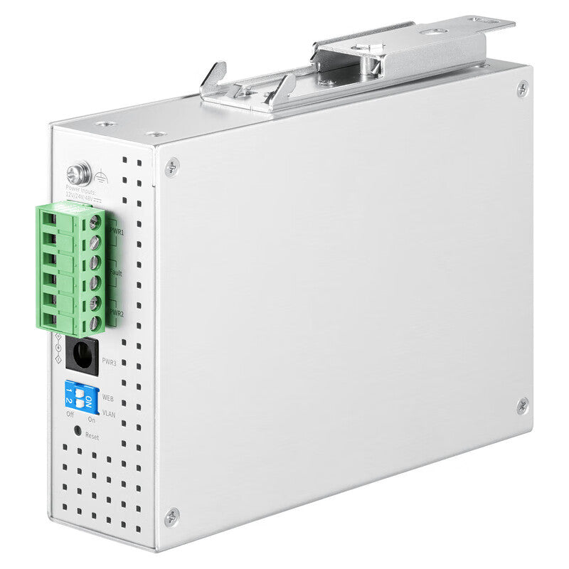 TP-Link industrial fiber optic transceiver; 4 1000/100/10Mbps adaptive RJ45 ports, 1 1000Mbps single-mode dual-fiber SC fiber port, industrial-grade operating temperature: -40℃~75℃