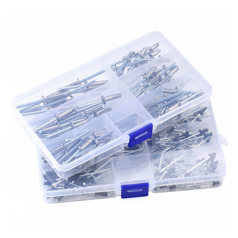 Bairuite 304 Stainless Steel Blind Rivet Set, Aluminum Rivets, K-type Large Cap Round Head Countersunk Head Rivets, 304 Round Head Rivets M2.4 (All Steel)