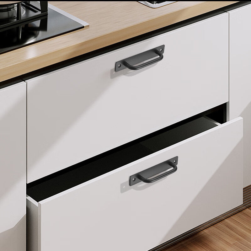 Thousand-speed wheel, no-drill aluminum alloy door handle, surface-mounted wooden door handle, sliding door, balcony door small handle, dual-purpose (drilling/no-drill), 128mm hole spacing [2 pieces], white.
