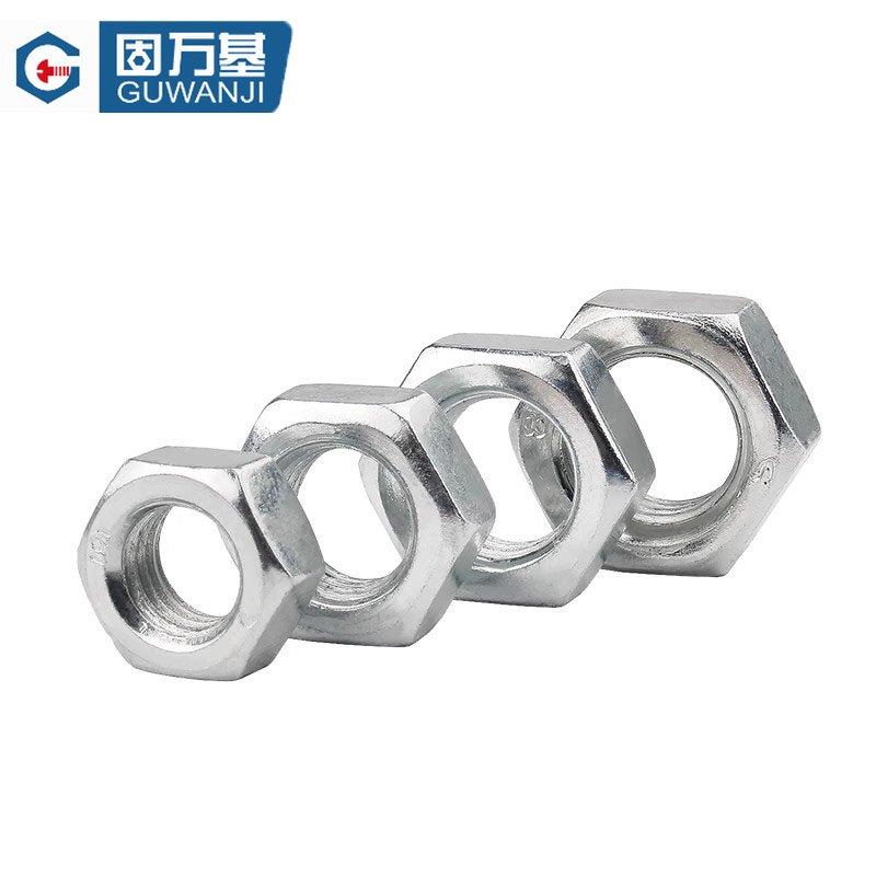 GUWANJI hexagonal nuts, galvanized iron/white zinc plated nuts, carbon steel nuts, national standard M5 [1 piece]