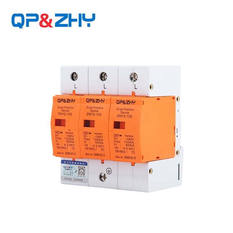 QP&ZHY 4P SPD Power Supply Lightning Protector 100KA 380V