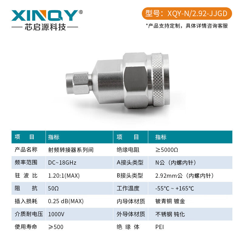 XINQY N/2.92mm RF Coaxial Adapter DC-18G - Device Testing Interchange Connector, Dual Male/Female N-2.92-JJGD
