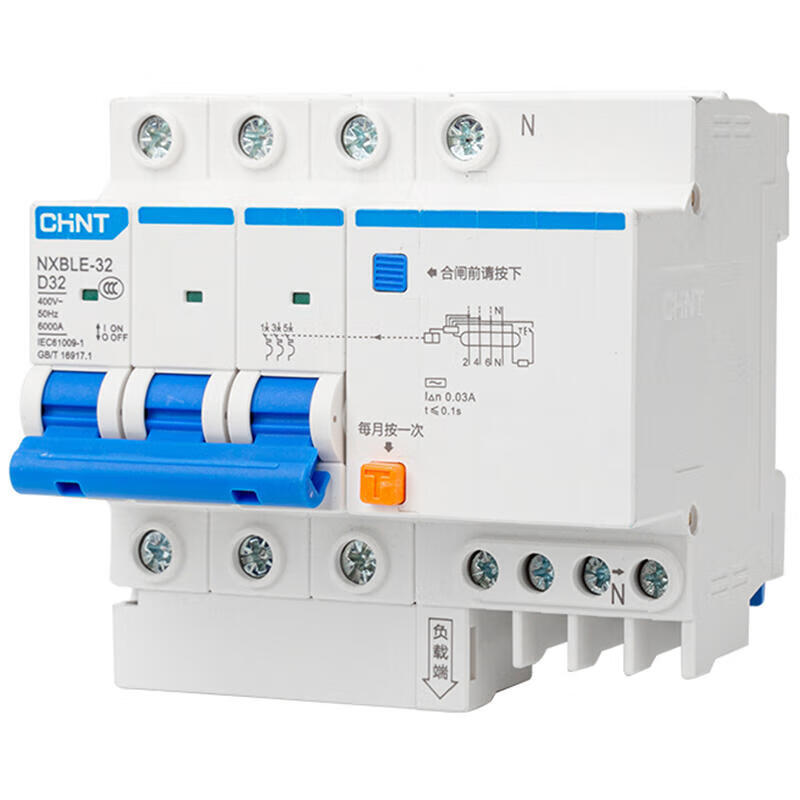 Chint residual current action circuit breaker; NXBLE-32 3P D20 30mA 6kA