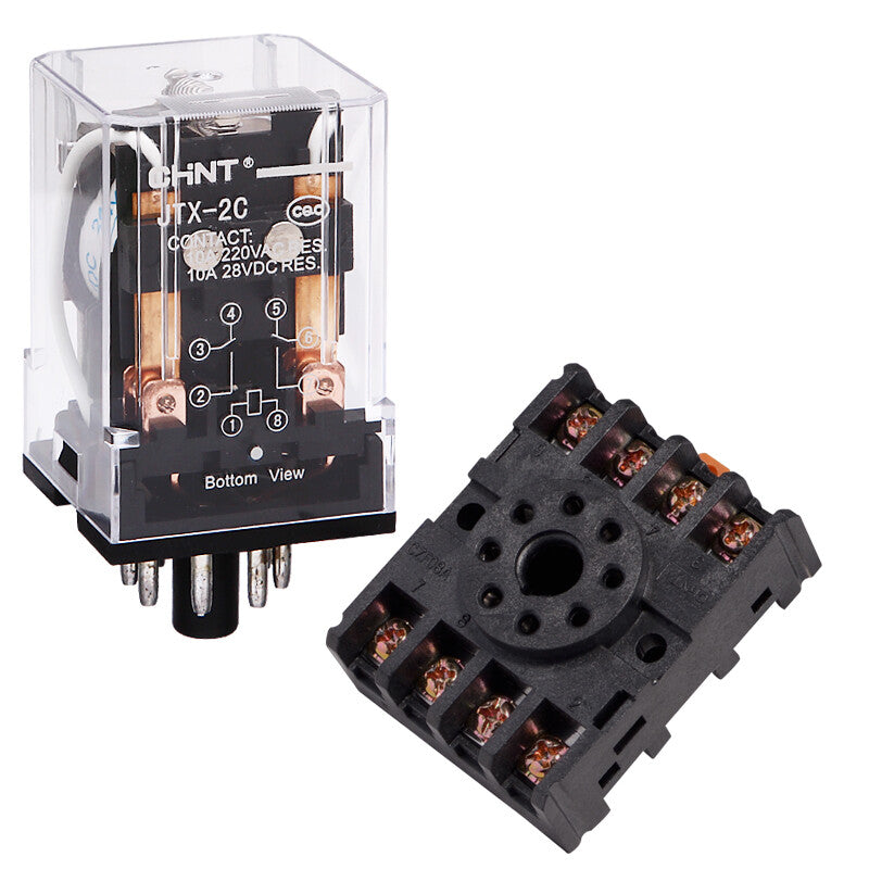 Chint (CHNT) JTX-2C-DC24V small relay high power electromagnetic relay garden 8 feet (relay + base)