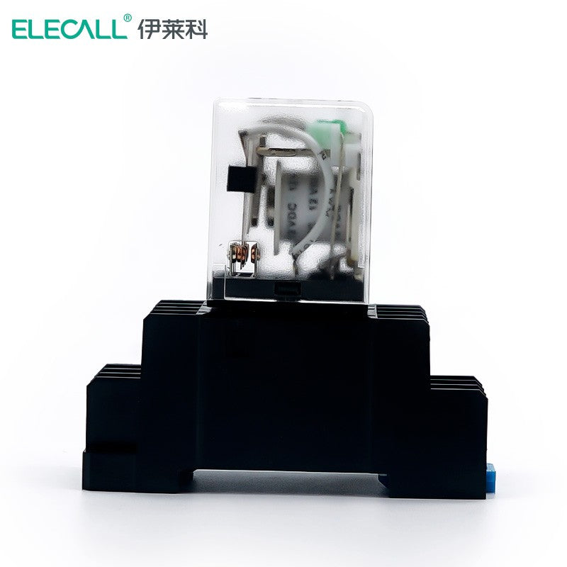 ELECALL HH53P small intermediate relay DC three-open three-closed with light and base electromagnetic relay set 11 feet MY3NJ DC12V