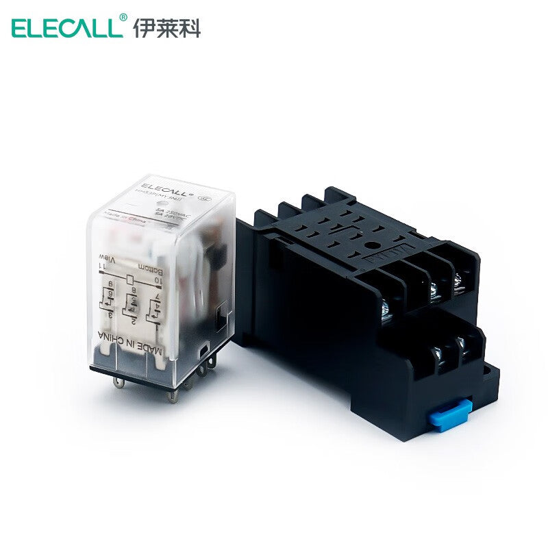 ELECALL HH53P small intermediate relay AC three-open three-closed with light and base electromagnetic relay set 11 feet MY3NJ AC110V