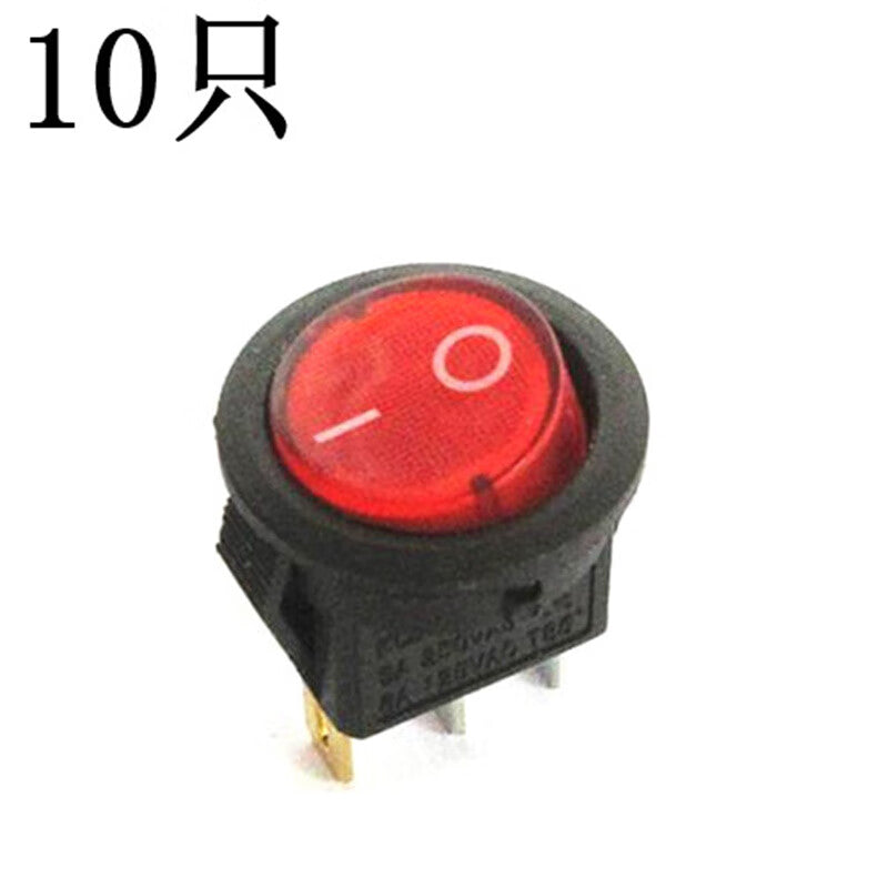 Baidate KCD1 Miniature Power Rocker Switch with Illumination, 15mm Mounting Hole, 3-Pin, Two-Position, Red with Illumination (10pcs)