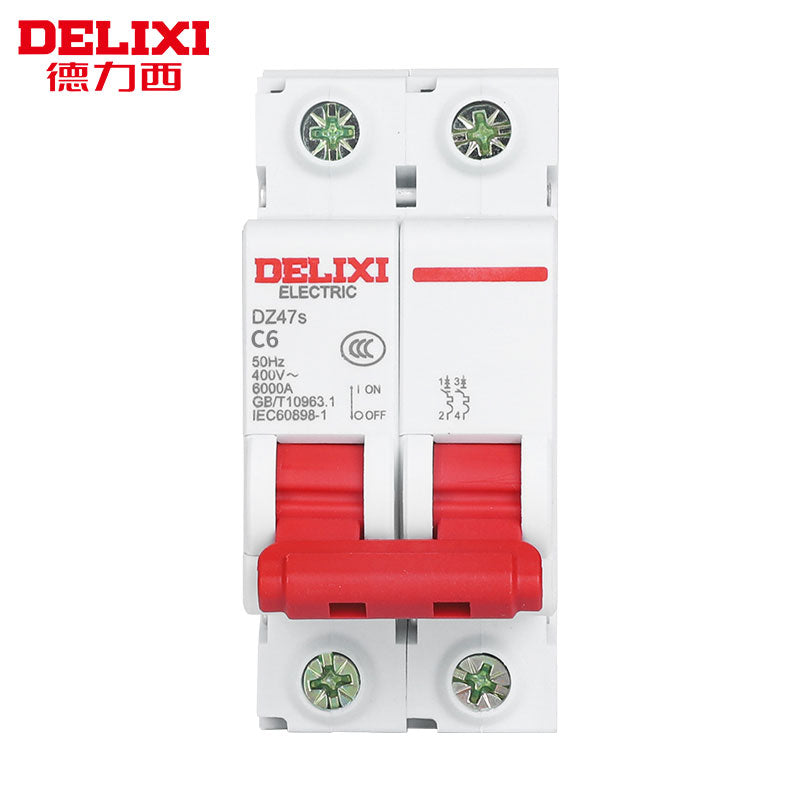 DELIXI DZ47S-63-2P-C6 air switch miniature circuit breaker single-phase electric gate main switch air switch