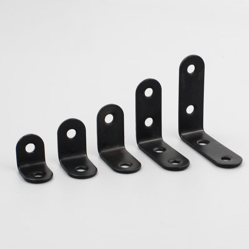 Deqi Thickened Stainless Steel Black Triangular Bracket L-Shaped Right Angle Corner Bracket Fixing Component Shelf Support L-Shaped Corner Bracket 25*25mm (10 pieces)