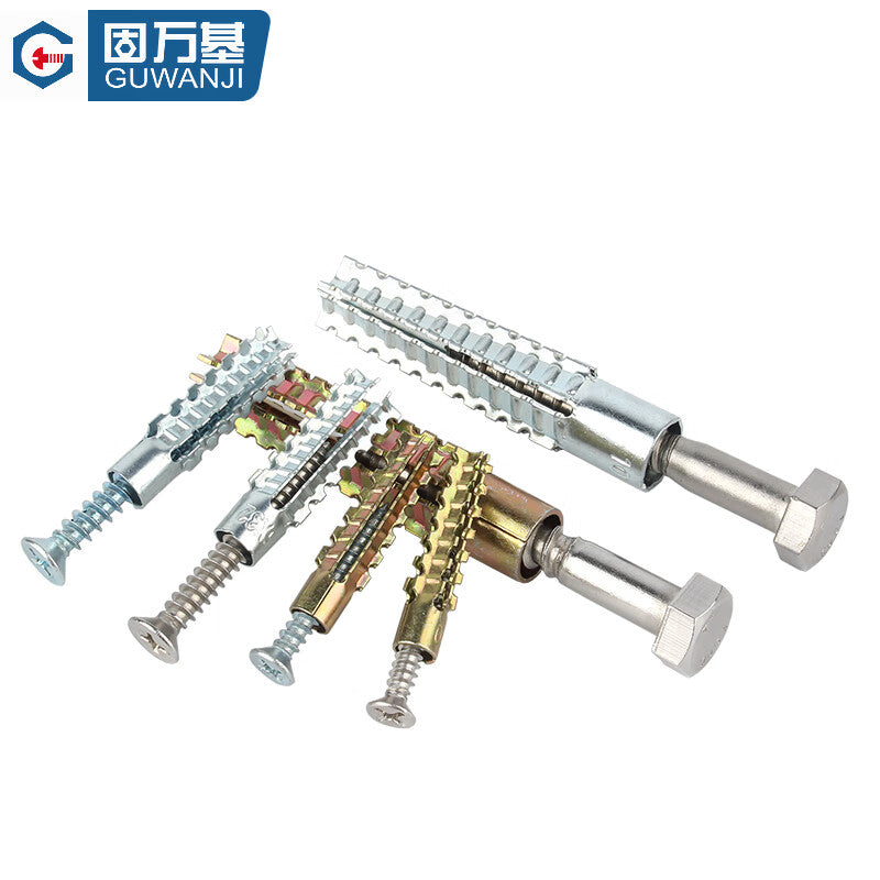 GUWANJI Serrated Expansion Screws, Serrated Expansion Screws with Metal Expansion Tubes for Anti-Loosening M5x30 [50 sets/pack] Blue and White Zinc Tube + 304 Phillips Head
