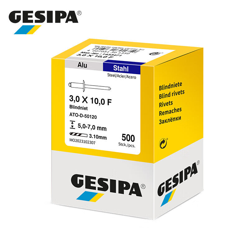GESIPA 1433471 Standard Flat Round Head Blind Rivet 3.0x10.0 F 500 pieces/box