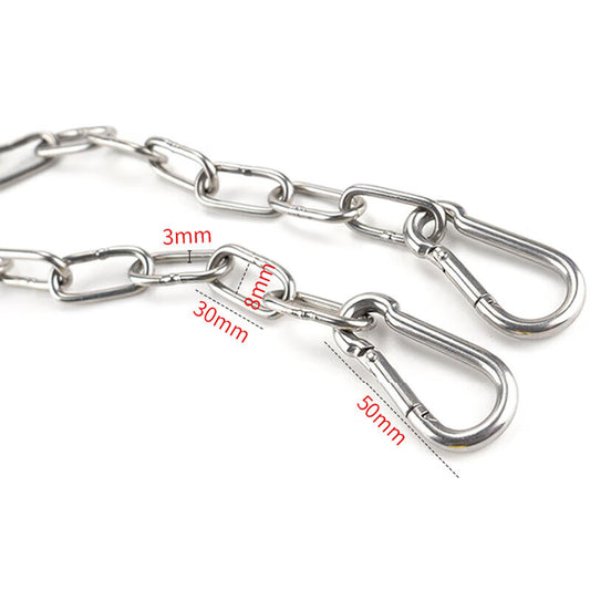 Jin Gu Lao 304 Stainless Steel Clothesline Chain, 3mm Thick Solid Thickened Clothesline/Blanket Drying Chain, 5m 304 Chain + 2 Spring Buckles