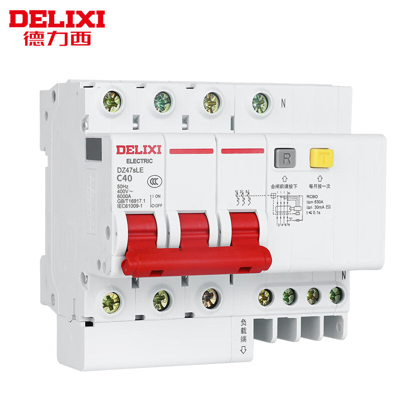 DELIXI DZ47SLE-3P+N-C40 30mA 6kA Circuit Breaker