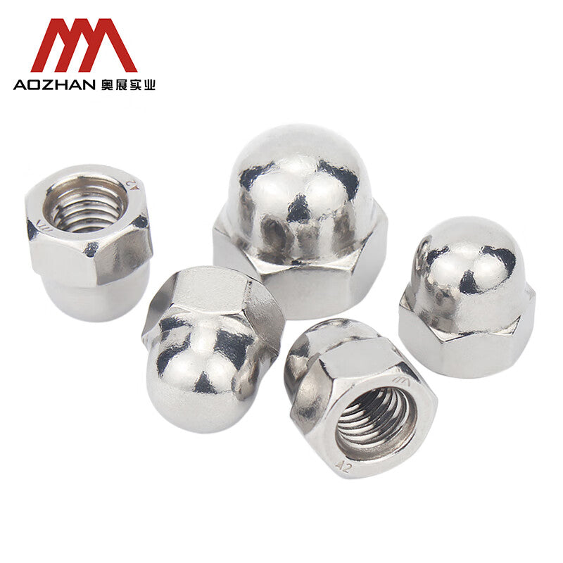 AOZHAN 304 Stainless Steel DIN1587 Hexagonal Cap Nuts, Full Series, M8, 500 pieces/box