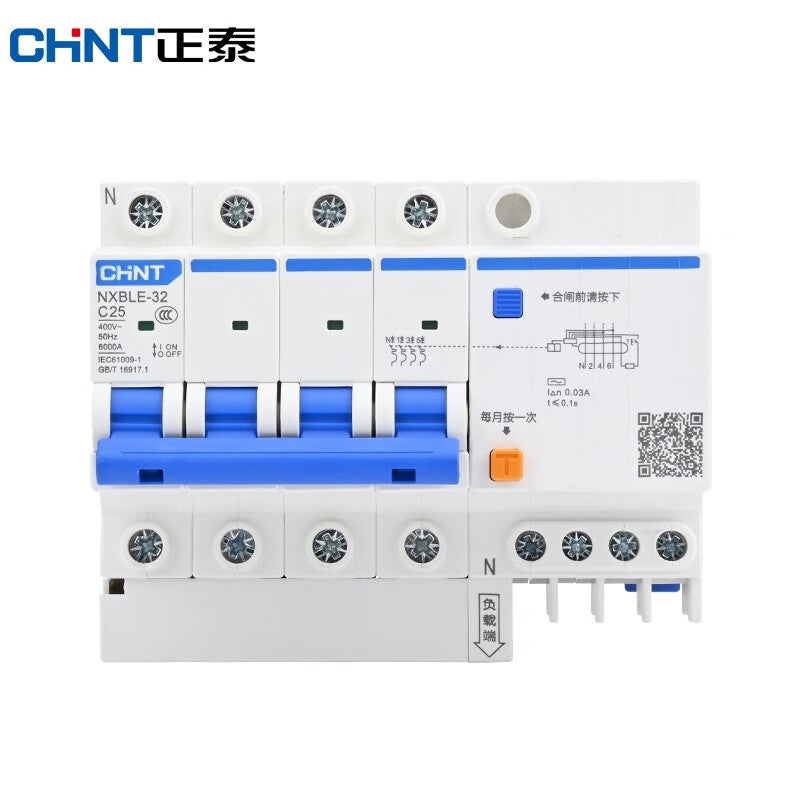 Chint NXBLE-32-4P-C25 Circuit Breaker with Leakage Protection