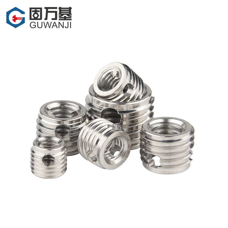 GUWANJI Three-Hole Self-Tapping Screw Insert, Type 307/318 Stainless Steel Self-Tapping Insert, Three-Hole Thread Protective Insert, M8x12x14 [2 pieces], Type 308