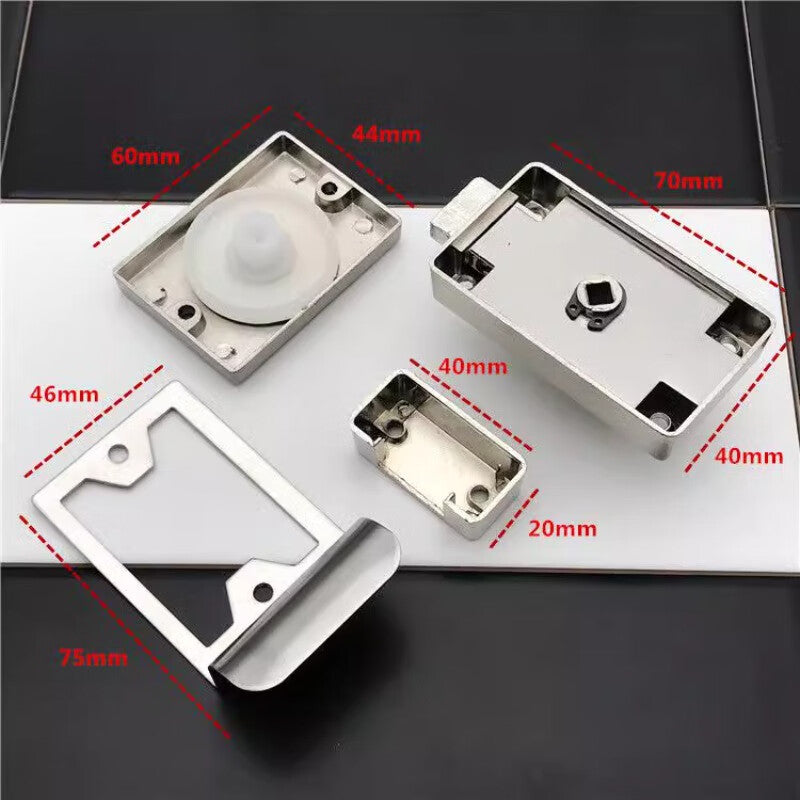 Thousand-speed wheel public toilet accessories, toilet stall partitions, occupancy indicator locks, hardware accessories, brushed silver, universal for door thicknesses 35-50mm, without key.