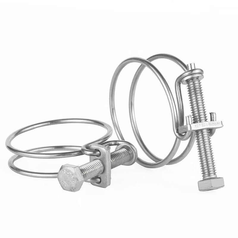 Steel Precast Products - 46-51mm 3.0 thread hose clamps, 5-pack, stainless steel double wire hose clamps, gas pipe fixing devices, water pipe clamps